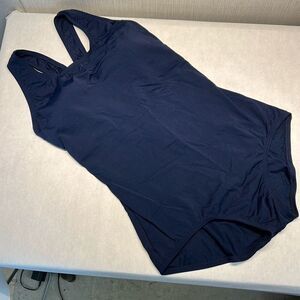 Dolfin Aquashape Swimsuit Lap Suit One Piece Navy Blue Sz 12 Padded Lined Modest